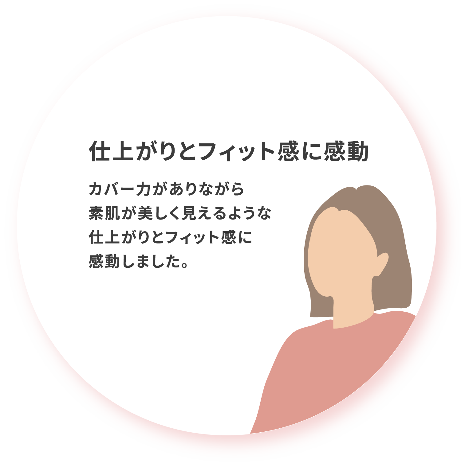仕上がりとフィット感に感動 カバー力がありながら素肌が美しく見えるような仕上がりとフィット感に感動しました