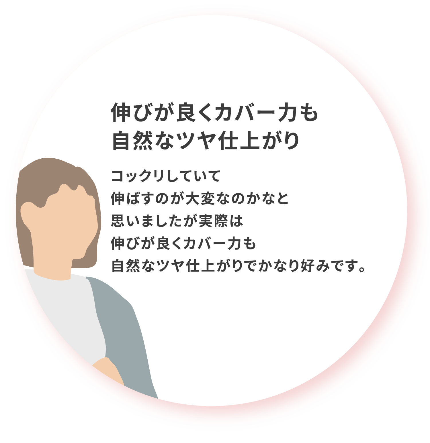 伸びが良くカバー力も自然なツヤ仕上がりコックリしていて伸ばすのが大変なのかなと思いましたが実際は伸びが良くカバー力も自然なツヤ仕上がりでかなり好みです